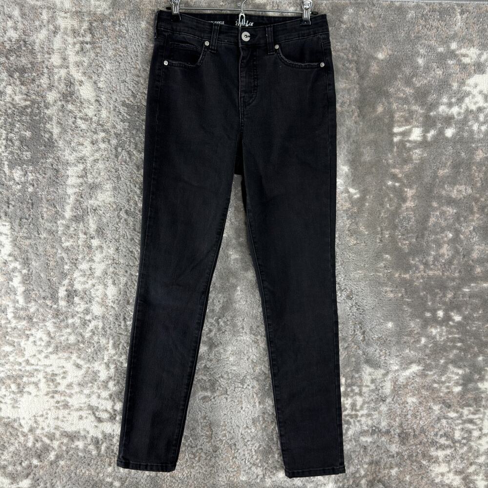 Style Co Size 4 Skinny Ankle Denim Jeans Pants Black Button‎ Zip Casual